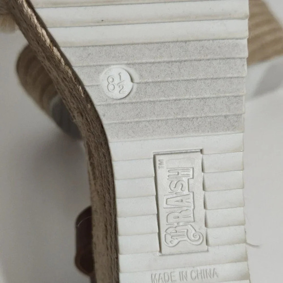 Brash Brown Cream Wedge Platform Heels Sandals Espadrille Women Size 8.5 Fringe - Picture 8 of 8